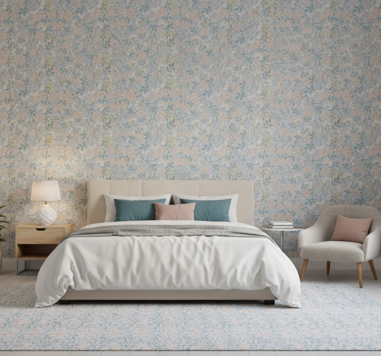 Slaapkamer behang 80's bloemen elegant patroon - TenStickers