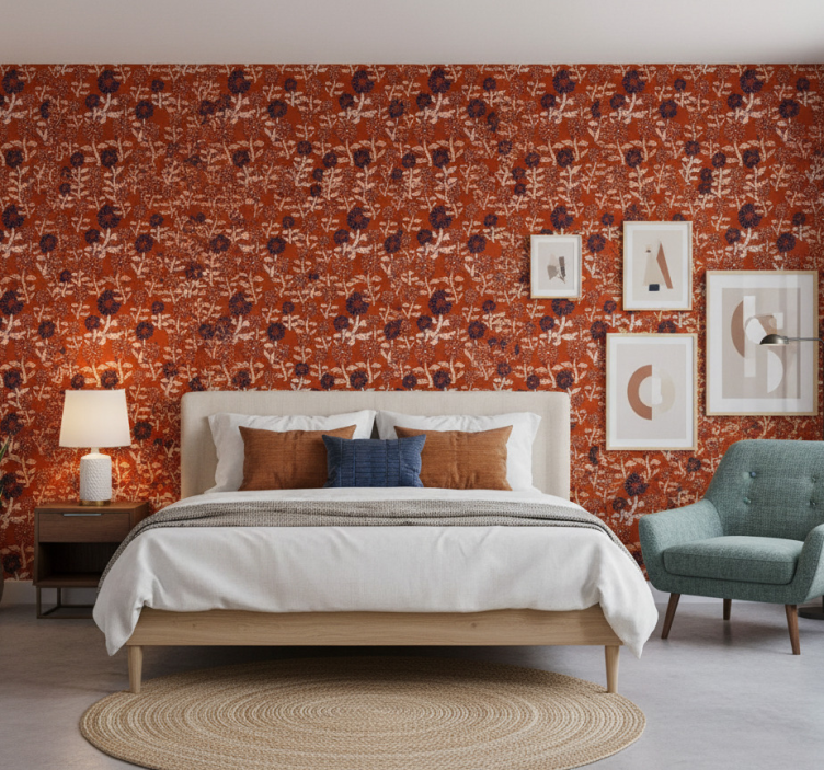 Slaapkamer behang afrikaans abstract zonnebloem ontwerp - TenStickers