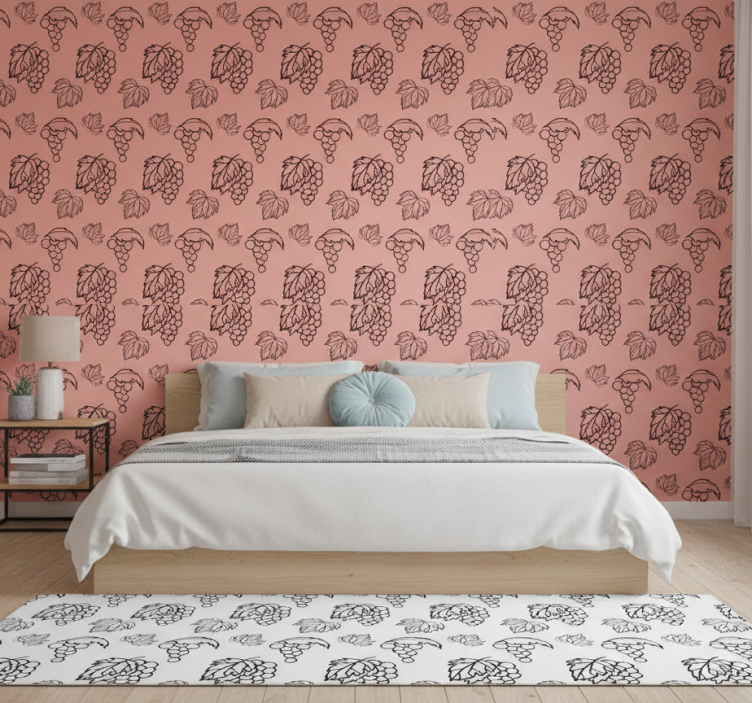 Slaapkamer behang afrikaans stijl roze druiven design - TenStickers
