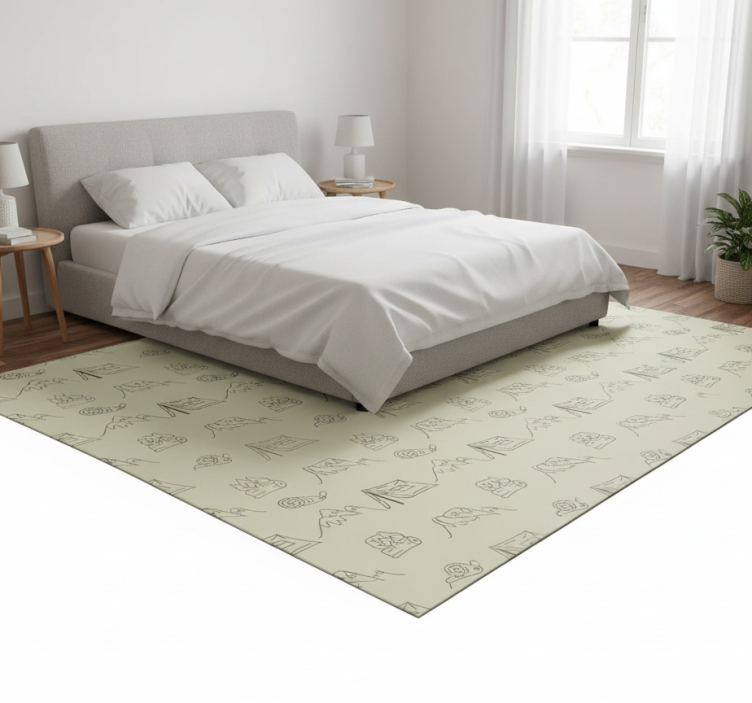 Slaapkamer behang handgetekende kampeerspullen - TenStickers