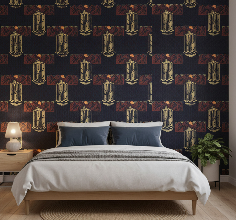 Slaapkamer behang in afrikaanse stijl abstracte waterval - TenStickers