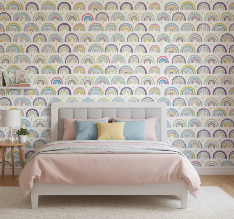 Slaapkamer behang kleurrijk abstract regenboogpatroon - TenStickers