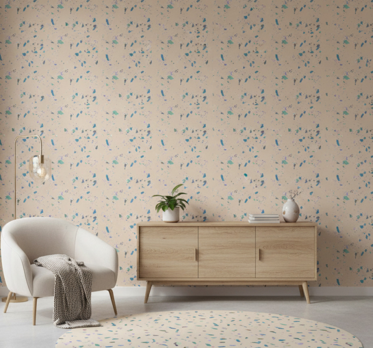 Slaapkamer behang kleurrijke terrazzo steen - TenStickers