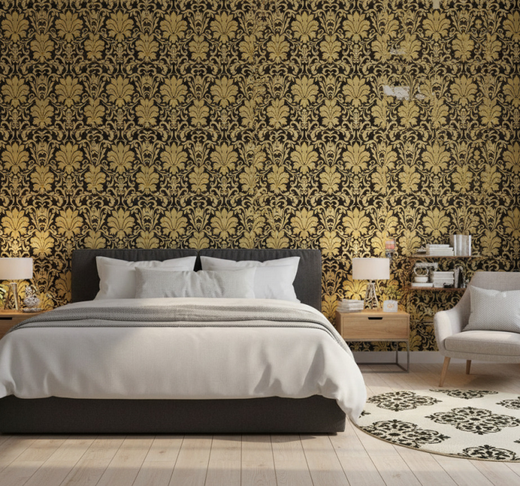 Slaapkamer behang luxe damask stijl - TenStickers