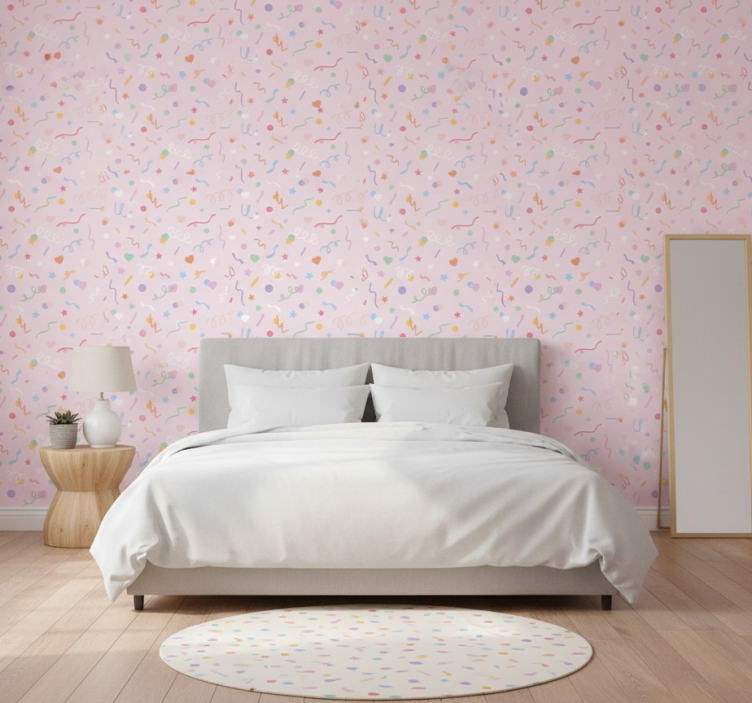 Slaapkamer behang met schattige pastel confetti - TenStickers
