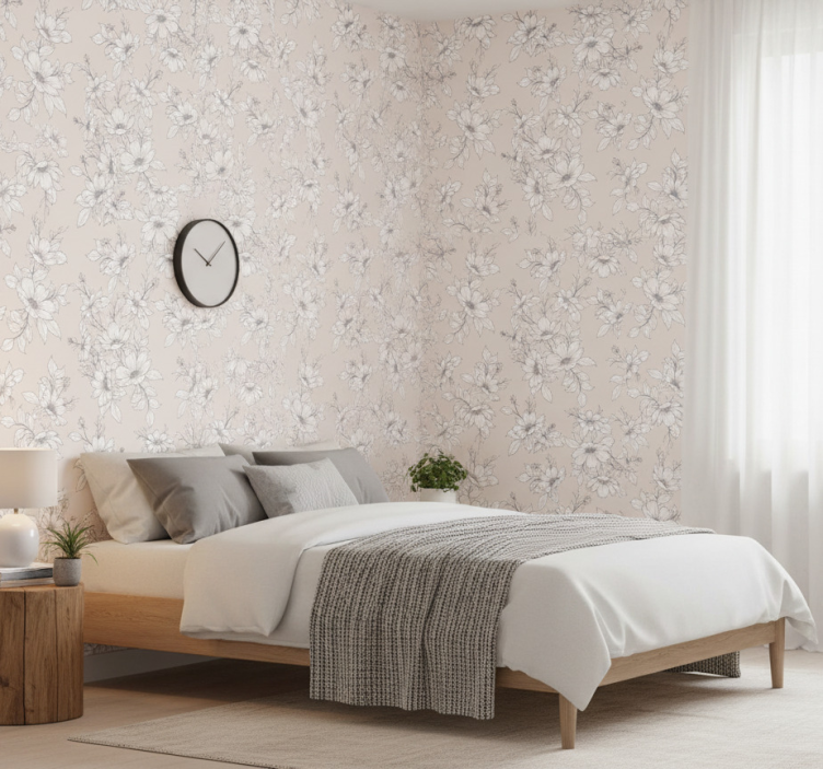 Slaapkamer behang nordic wild en elegant patroon - TenStickers