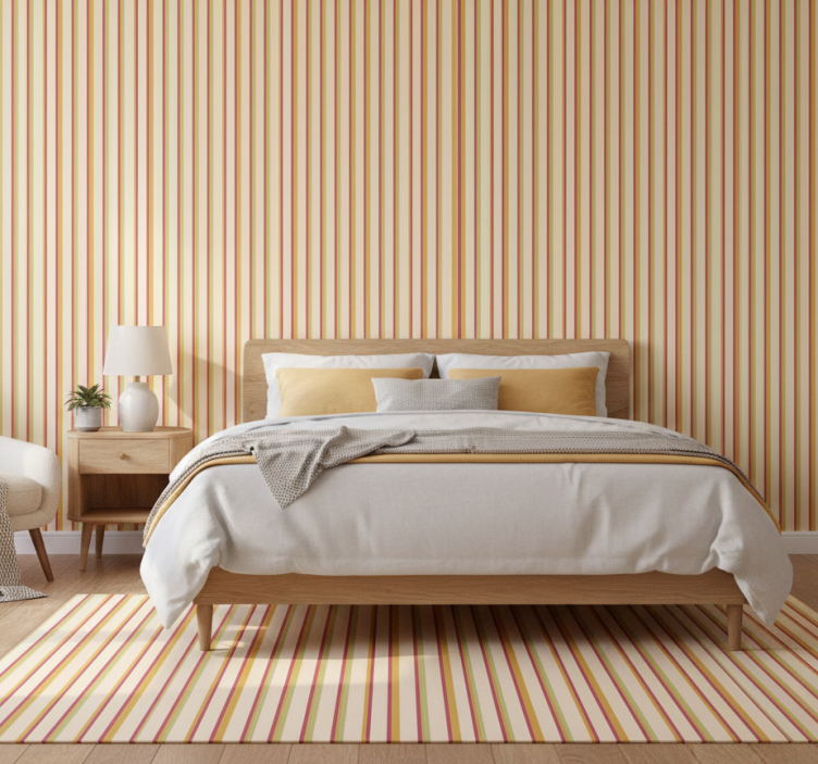 Slaapkamer behang retro pastel gestreept patroon - TenStickers