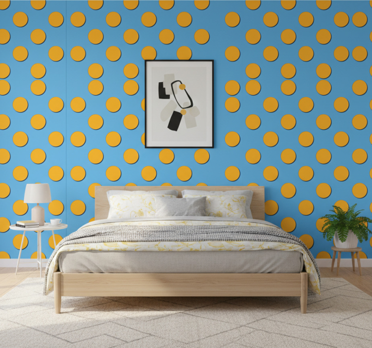 Slaapkamer behang retro stippenpatroon abstract geometrisch - TenStickers