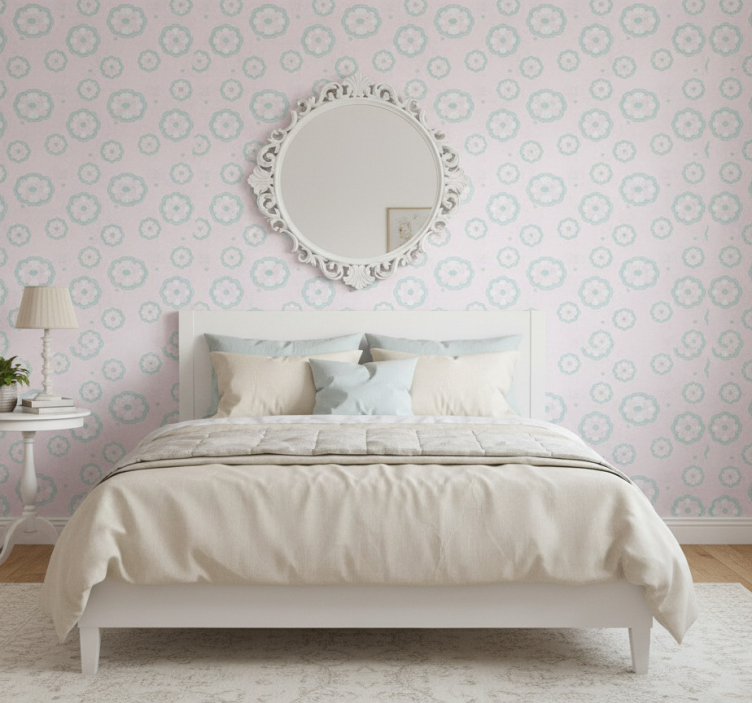 Slaapkamer behang roze patroon shabby chic - TenStickers