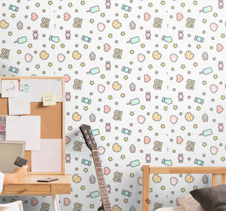 Snoep-geïnspireerd patroon babykamer behang - TenStickers