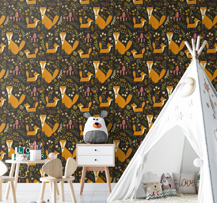 Noordse vossen behang dieren - TenStickers