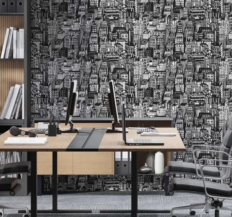 Stedelijke schetschaos behangpapier landen en steden - TenStickers