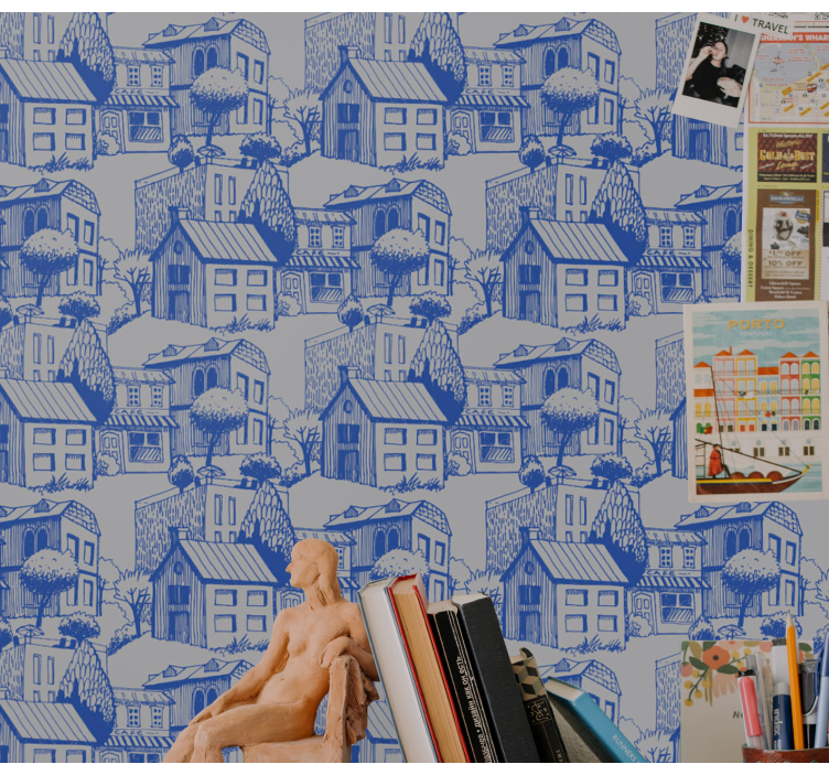 Stedelijke schetsillustratie behangpapier landen en steden - TenStickers