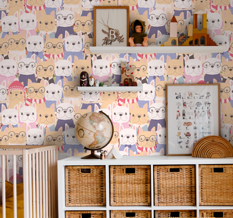 Tekenfilm bulldogs behang honden - TenStickers