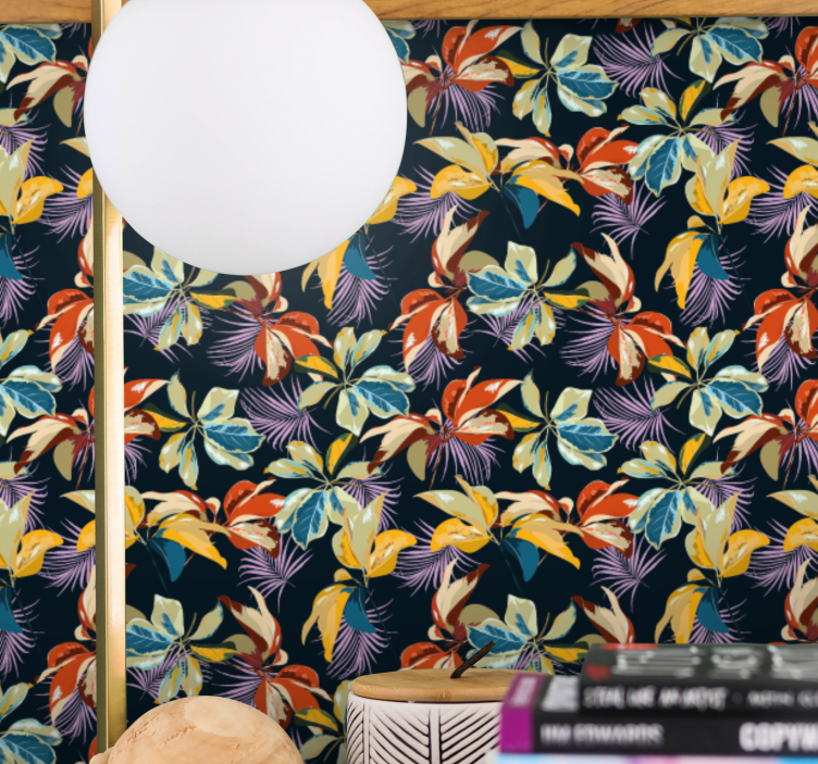 Levendige jungleluifel bloemen behang - TenStickers