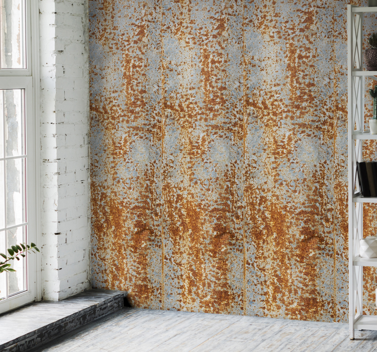 Verroeste metalen illusie behang baksteen - TenStickers