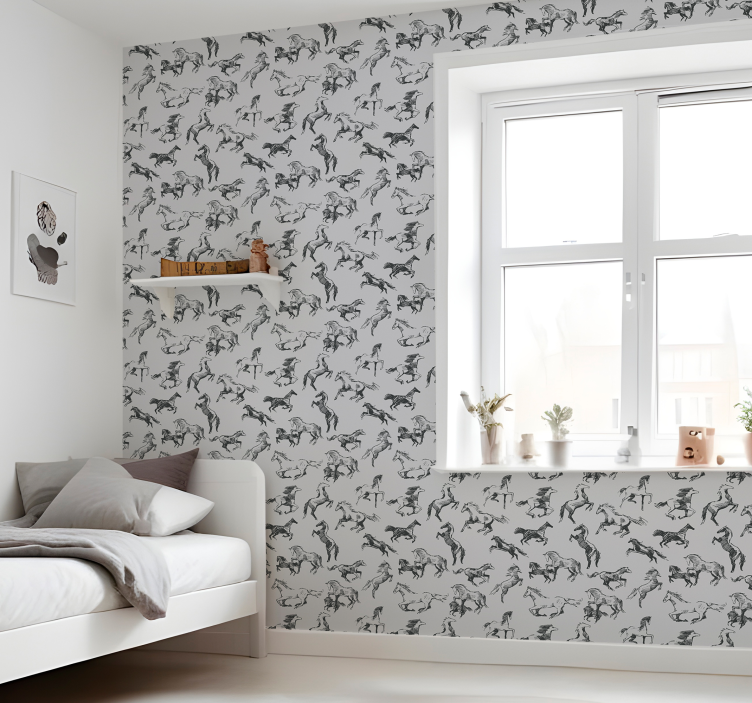 Verschillende posities behang paarden - TenStickers