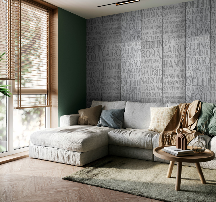 Steden behang met veel tekst - TenStickers