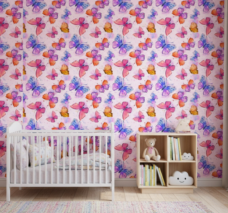 Vlinders behang kleurrijke aquarel - TenStickers