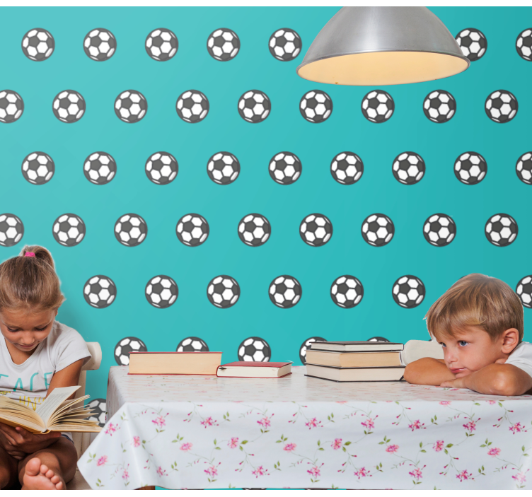 Voetbalpatroon behangpapier kinderkamer - TenStickers