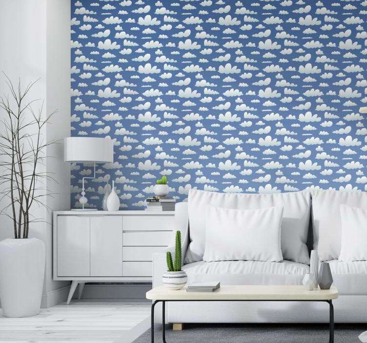 Wolkenpatroon ontwerp behang woonkamer - TenStickers