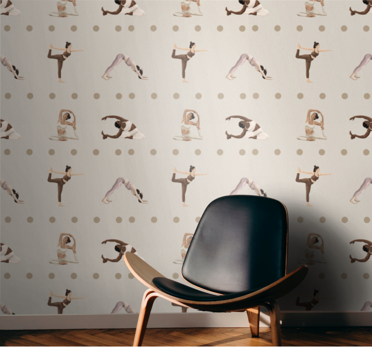 Yoga houdingen figuren behang kunst - TenStickers
