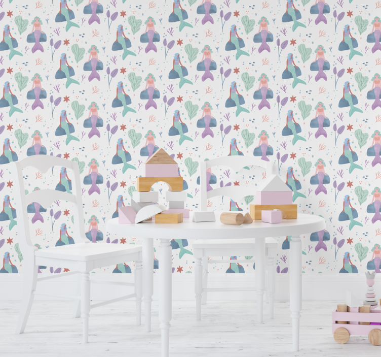 Zeemeermin fantasie behangpapier kinderkamer - TenStickers