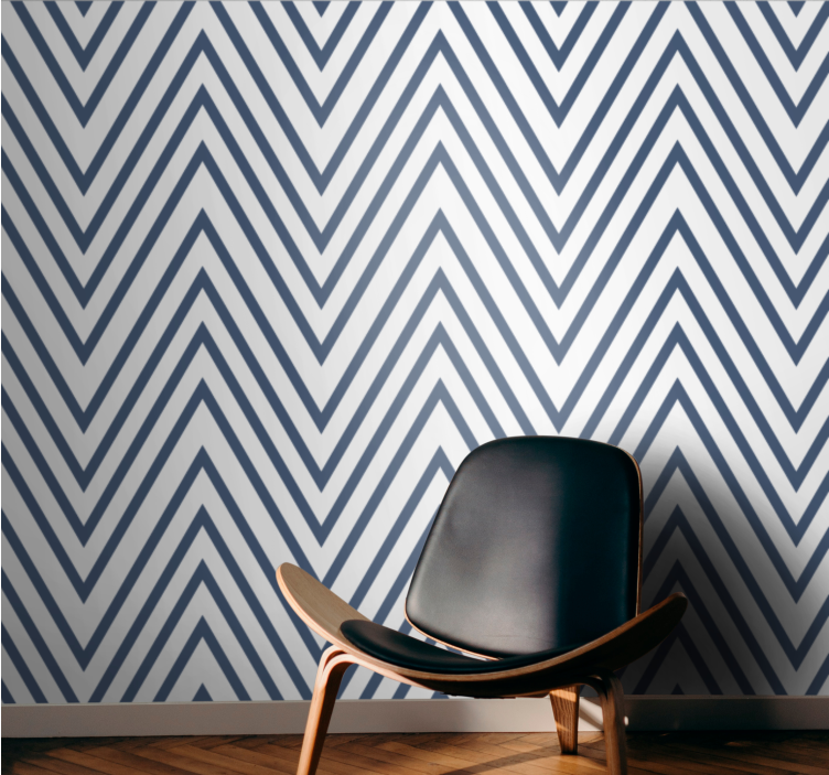 Zigzag blauw patroon behang overige strepen - TenStickers