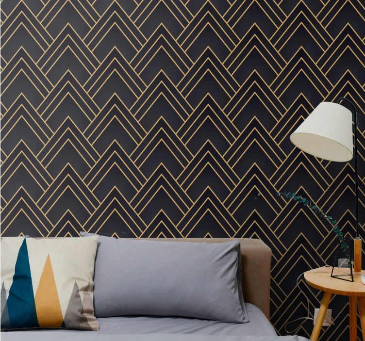 Zigzag gouden patroon behang geometrisch - TenStickers