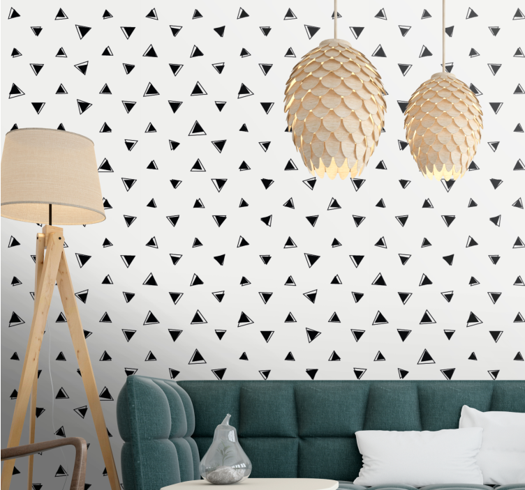 Zwart-wit motief behang geometrisch - TenStickers