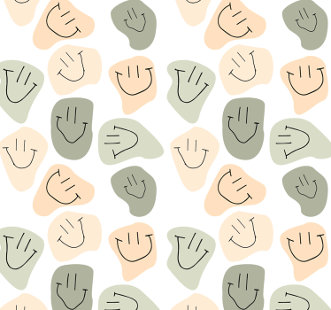 Abstracte smileypatronen behang kunst - TenStickers