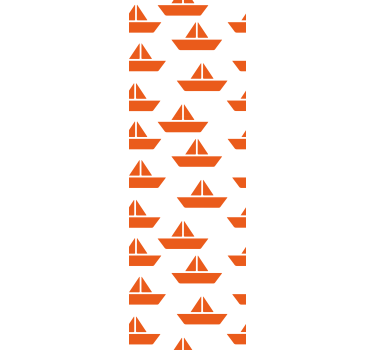 Oranje zeilbootmotief behangpapier kinderkamer - TenStickers