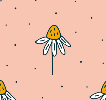 Madeliefjespatroon op roze achtergrond babykamer behang - TenStickers