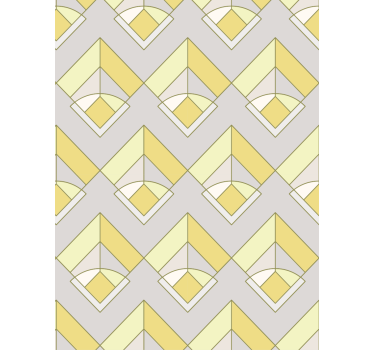Behang geometrisch geel en grijs patroon - TenStickers