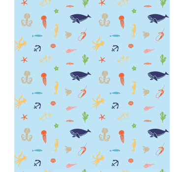 Behangpapier kinderkamer minimalistische zeedieren - TenStickers