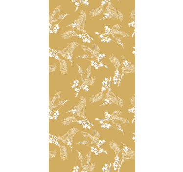 Behangpapier kinderkamer japanse bloemen en vogels - TenStickers
