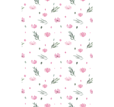 Behangpapier kinderkamer roze minimalistische bloemetjes - TenStickers