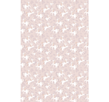 Behangpapier kinderkamer roze eenhoorn met bloemen - TenStickers
