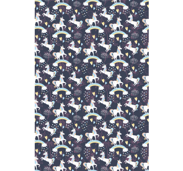 Behangpapier kinderkamer roze bloemen eenhoorns - TenStickers