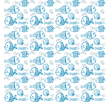 Behangpapier kinderkamer blauwe vissen op witte achtergrond - TenStickers