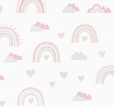 Behangpapier kinderkamer roze regenboog design - TenStickers