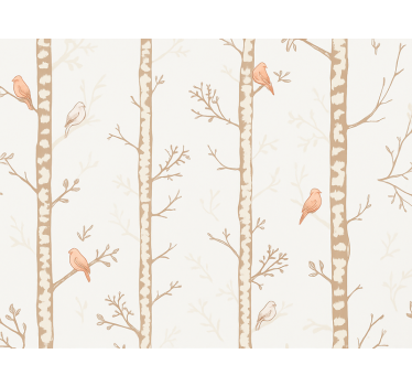 Behangpapier kinderkamer vogels en bomen patroon - TenStickers