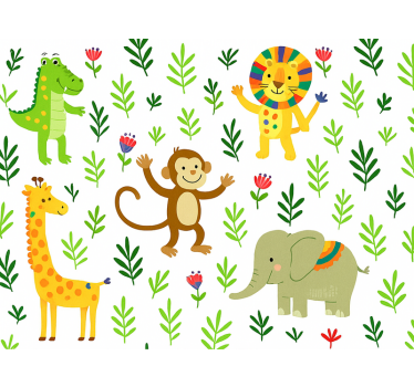 Behangpapier kinderkamer schattige blije dieren - TenStickers