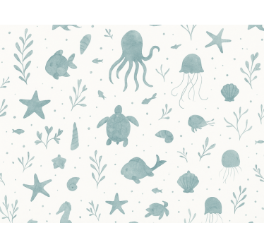 Behangpapier kinderkamer blauw-wit maritiem thema - TenStickers