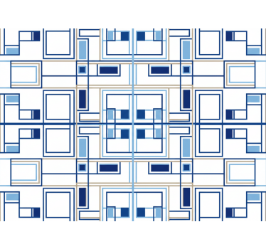 Behang vierkantjes geometrische vormen blauw - TenStickers