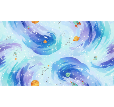 Behangpapier kinderkamer galaxy stijl lichtblauw - TenStickers
