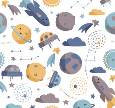 Kinderkamer met ruimtethema babykamer behang - TenStickers