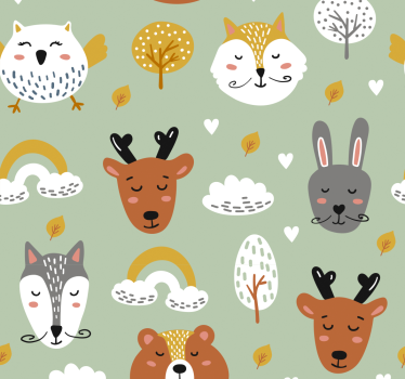 Slaapkamerbehang dieren in scandinavische stijl - TenStickers