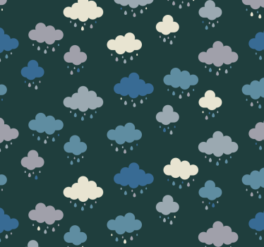 Bewolkte regenscène babykamer behang - TenStickers