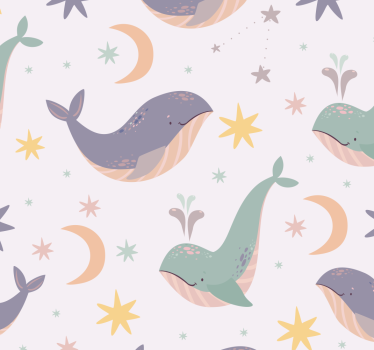 Grillige walvispatronen behang dieren - TenStickers